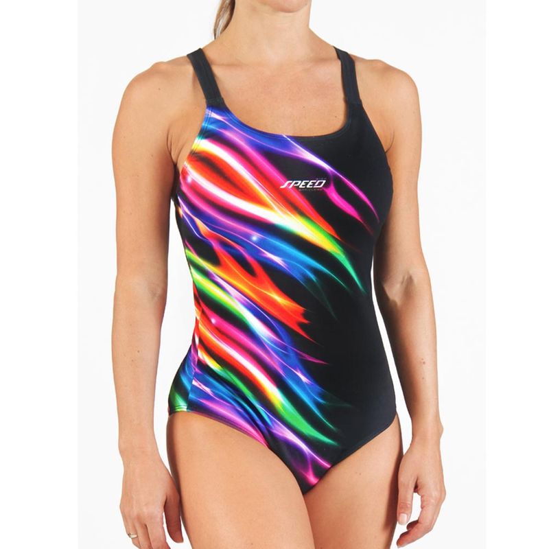Speedo StrobeGlow Placement Digital Rippleback Swimsuit Multicolour Women